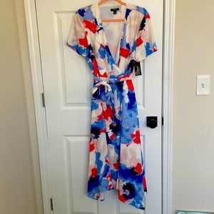 Alfani Garden Collage Wrap Dress, SZ 10, New